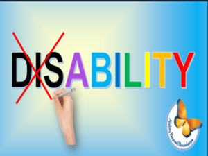The word “Disability” displayed in colourful letters and has “Dis” crossed out with a red line