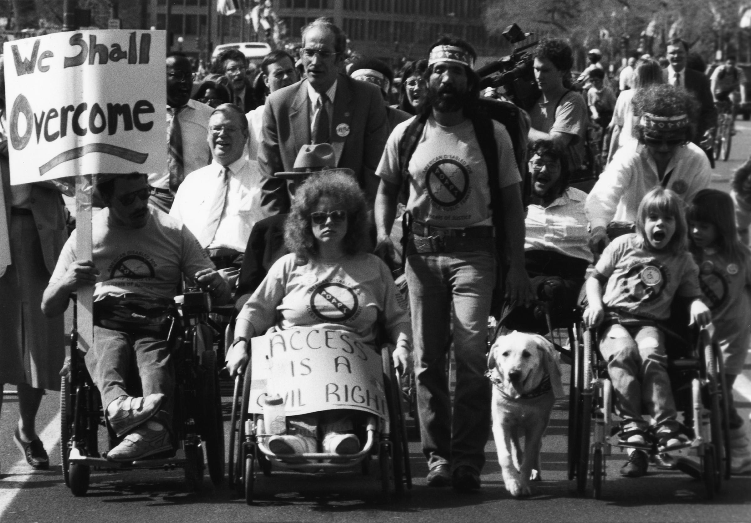 Disabled people protesting for their rights